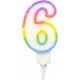 PARIS PRIX Bougie D'anniversaire chiffre 6 7cm Multicolore