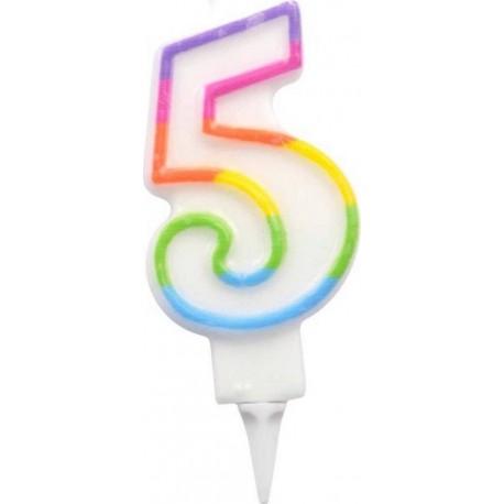 PARIS PRIX Bougie D'anniversaire chiffre 5 7cm Multicolore