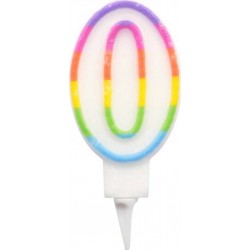 PARIS PRIX Bougie D'anniversaire chiffre 0 7cm Multicolore