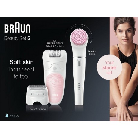 Braun Silk-épil 5 Wet&dry 81683690 Épilateur 28 Pince(s) Blanc, Rose