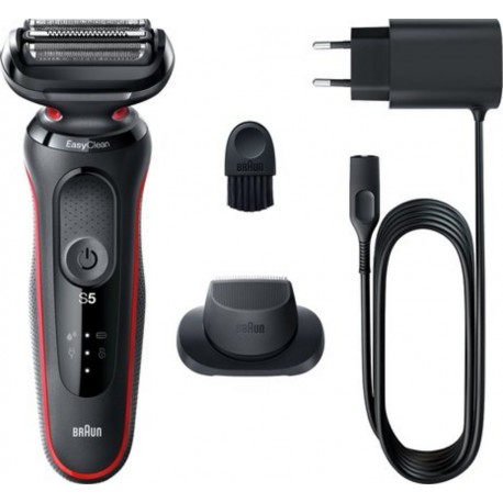 Braun Series 5 51-r1200s Rasoir Pour Homme Rasoir À Grille Tondeuse Noir, Rouge