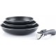 ARTHUR MARTIN Batterie de cuisine 3 poeles diam20/24/28cm Noir + poignée