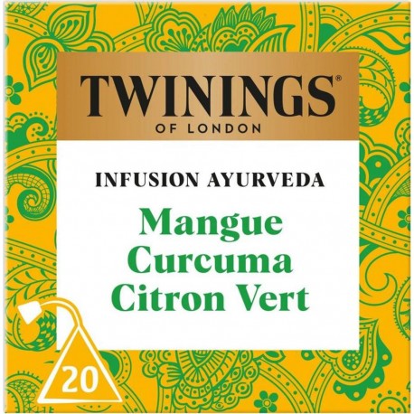TWININGS Infusion Ayurveda Mangue Curcuma et Citron Vert x20 30g