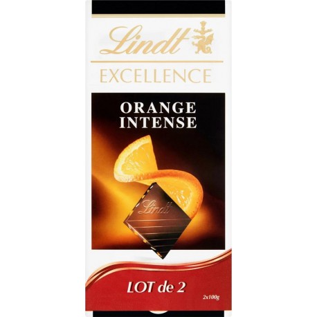 Lindt Tablette de chocolat noir Amandes Orange intense 2x100g 200g