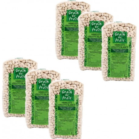 Grain De Frais Lot 6x Haricot Lingot Blanc Paquet 1Kg les 6 unités de 1.0Kg
