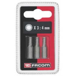 Jeu de 3 embouts vissage 4mm standard série 1 - pour vis 6 pans creux Facom EH104.J3