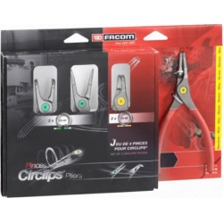 JEU DE 4 PINCES CIRCLIPS INTÉRIEURES/ EXTÉRIEURES, BECS COUDÉS ET DROITS, 18 à 60mm Facom PCJ4PB